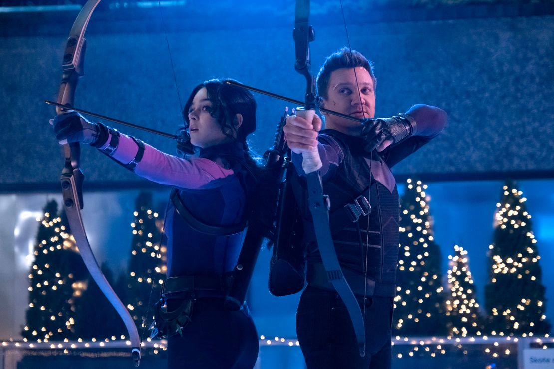(From left) Hailee Steinfeld as Kate Bishop and Jeremy Renner as Clint Barton/Hawkeye star in Marvel Studios' "Hawkeye." 