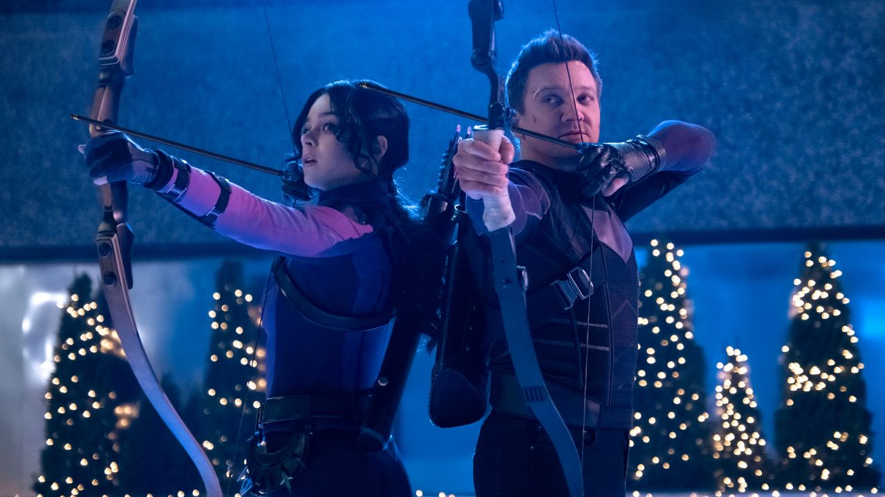 Hailee Steinfeld and Jeremy Renner star in Marvel Studios' 'Hawkeye' on Disney+.