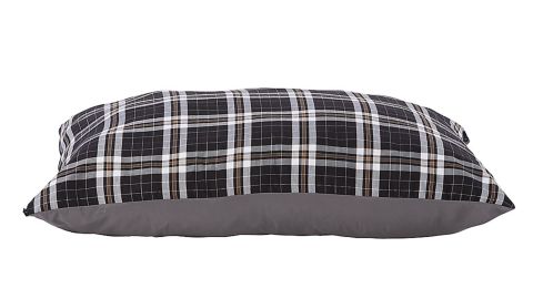 Top Paw dog bed with black plaid pillow 