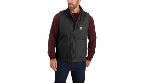 Carhartt Loose Fit Washed Duck Sherpa-Lined Mock-Neck Vest