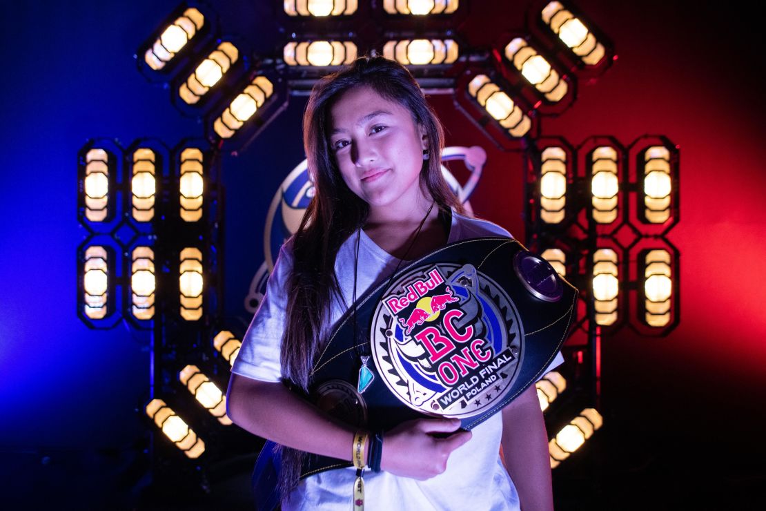Edra poses with her BC One winner's belt.