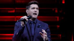 LAS VEGAS, NEVADA - SEPTEMBER 24:  Singer/songwriter Michael Buble performs at T-Mobile Arena on September 24, 2021 in Las Vegas, Nevada.  (Photo by Ethan Miller/Getty Images)