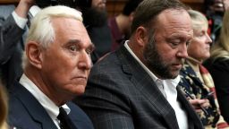 WASHINGTON, DC - DECEMBER 11: Longtime informal adviser to President Trump Roger Stone and Alex Jones of Infowars attend the testimony of Google CEO Sundar Pichai before the House Judiciary Committee at the Rayburn House Office Building on December 11, 2018 in Washington, DC. The committee held a hearing on "Transparency & Accountability: Examining Google and its Data Collection, Use and Filtering Practices." (Photo by Alex Wong/Getty Images)