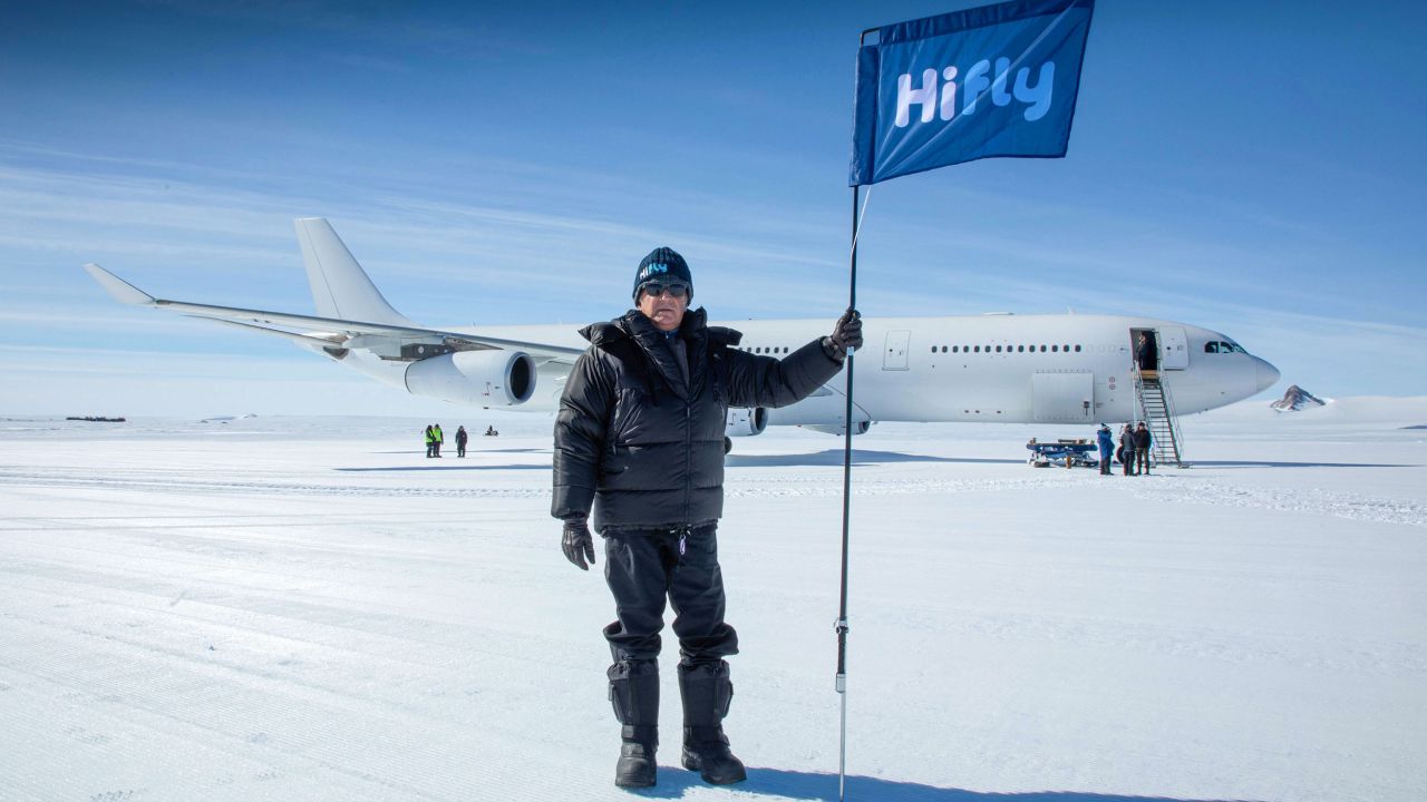 Captain Carlos Mirpuri sets foot on Antarctica.