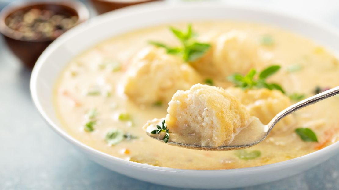 Chicken and dumplings is a prime comfort food in the USA.