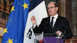 France's Prime Minister Jean Castex speaks during a joint press conference with his Belgium counterpart after a bilateral ministerial meeting on November 22, 2021 in Brussels.
