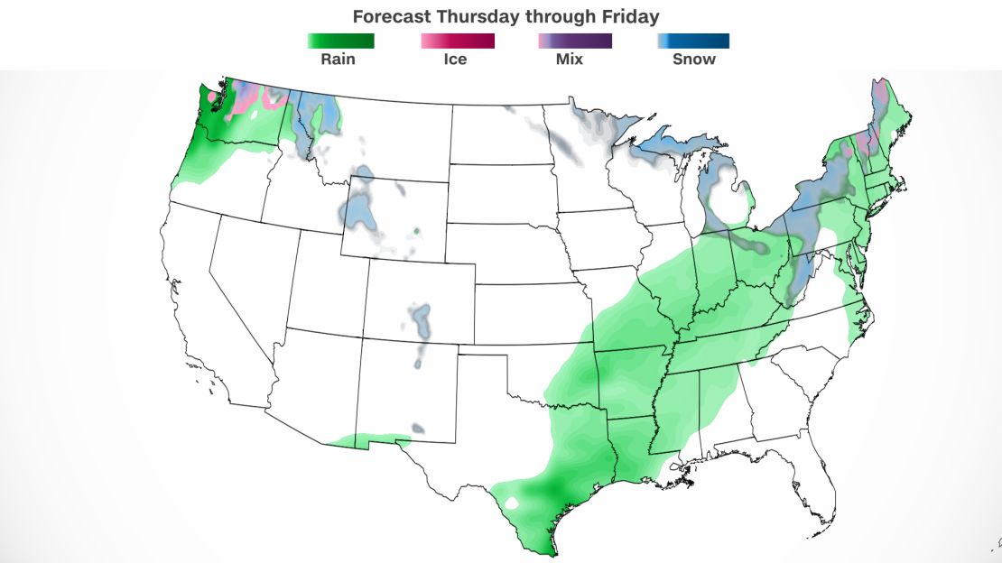 weather forecast thursday into Friday