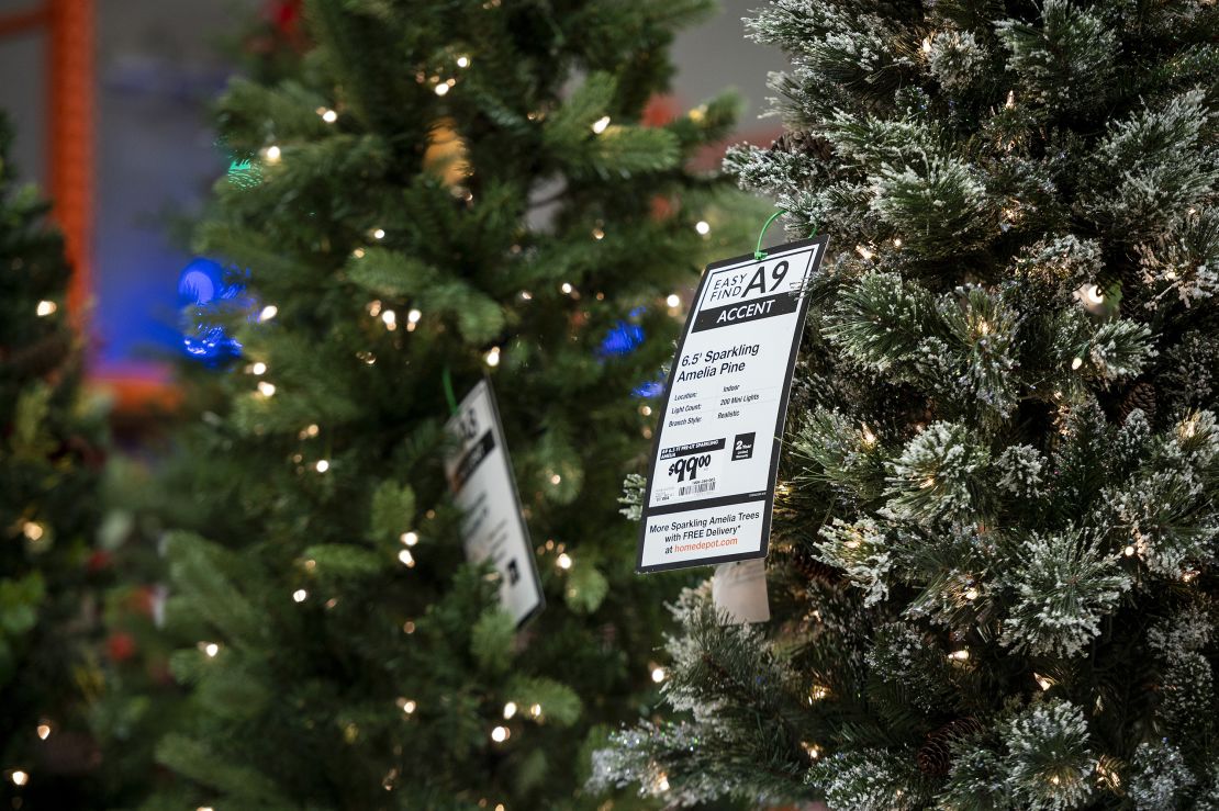 Christmas trees for sale at a store in Chicago, Illinois, in November 2020. 