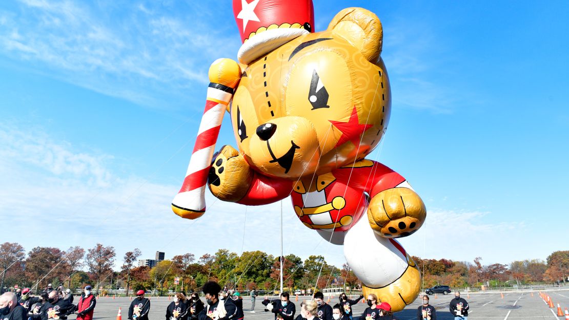 Macy's unveils new giant character balloons for the 95th Annual Macy's Thanksgiving Day Parade. This is Toni, Macy's very own bandleader bear. 