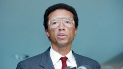FILE - In this April 8, 1992 file photo, former tennis star Arthur Ashe gives a news conference in New York to announce he has AIDS. Ashe, who was the first black man to win one of tennis' Grand Slam tournaments, said he contracted the HIV virus through a blood transfusion during a 1983 heart operation and learned of his infection in 1988. (AP Photo/Marty Lederhandler)