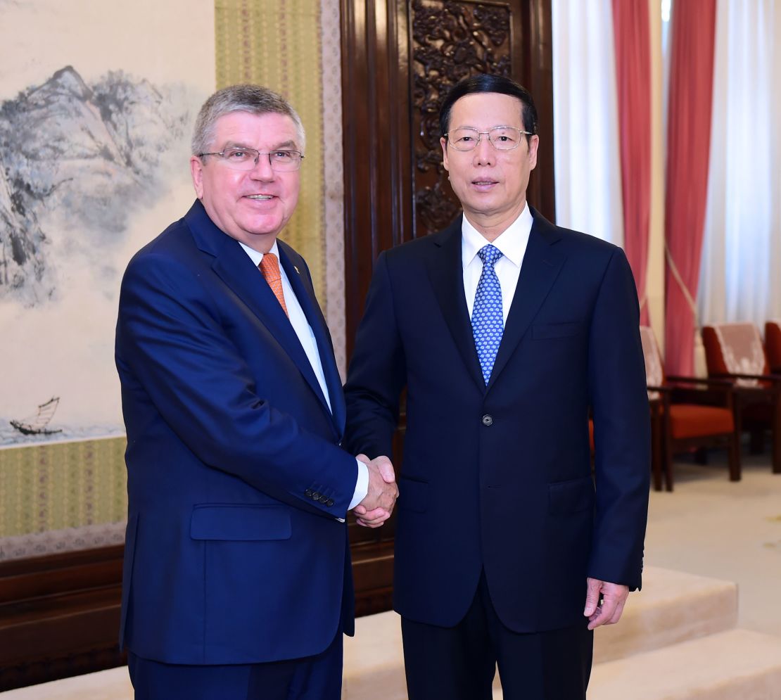 China's then-Vice Premier Zhang Gaoli meets with International Olympic Committee President Thomas Bach in Beijing on June 12, 2016. 