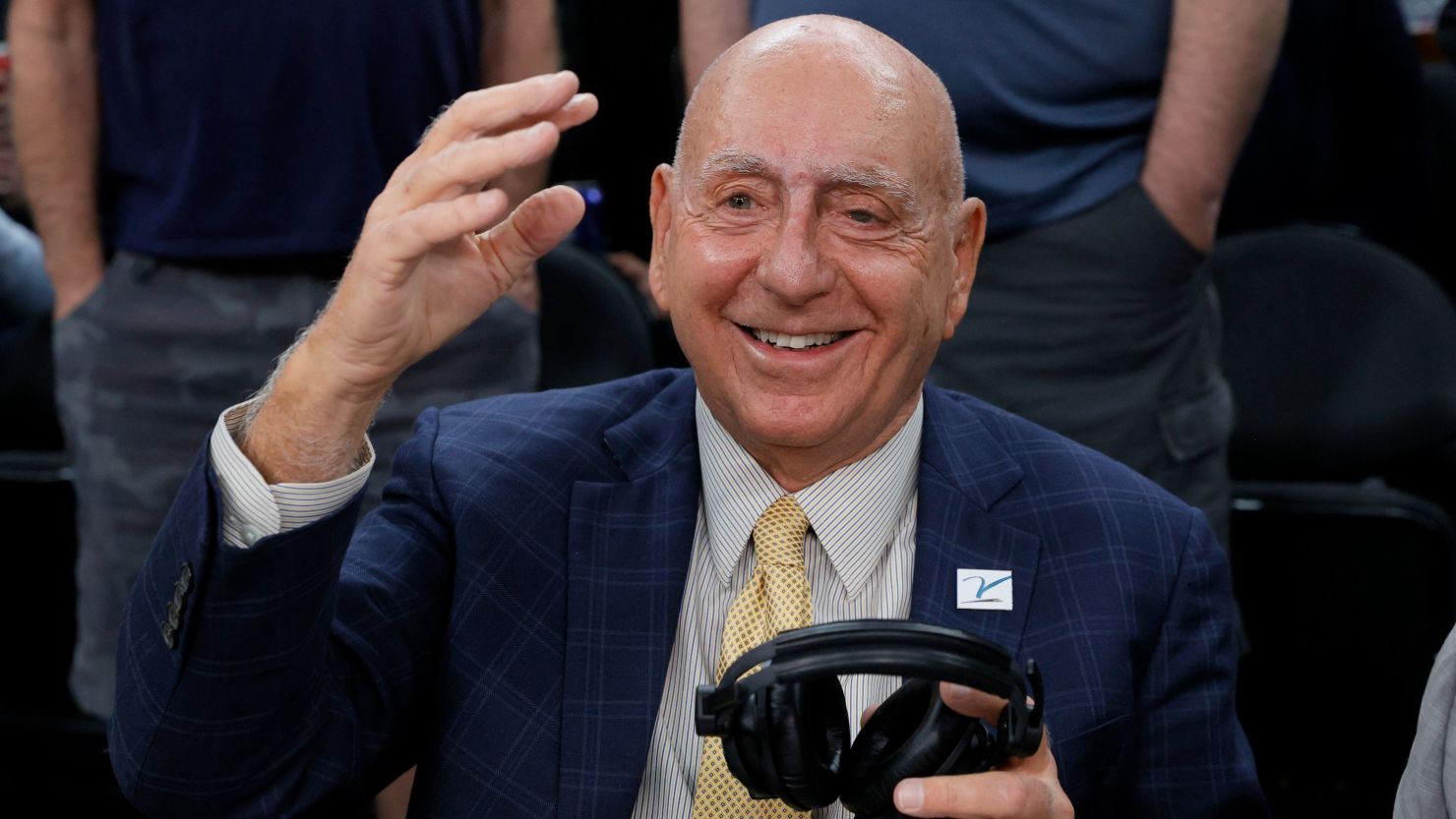 Dick Vitale salutes the crowd before calling the game between Gonzaga and UCLA.