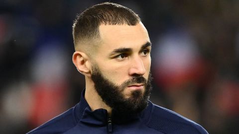 France's forward Karim Benzema poses before the FIFA World Cup 2022 qualification football match between France and Kazakhstan at the Parc des Princes stadium in Paris, on November 13, 2021.