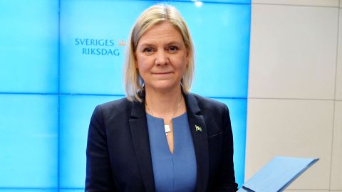 Andersson poses during a news conference last week.
