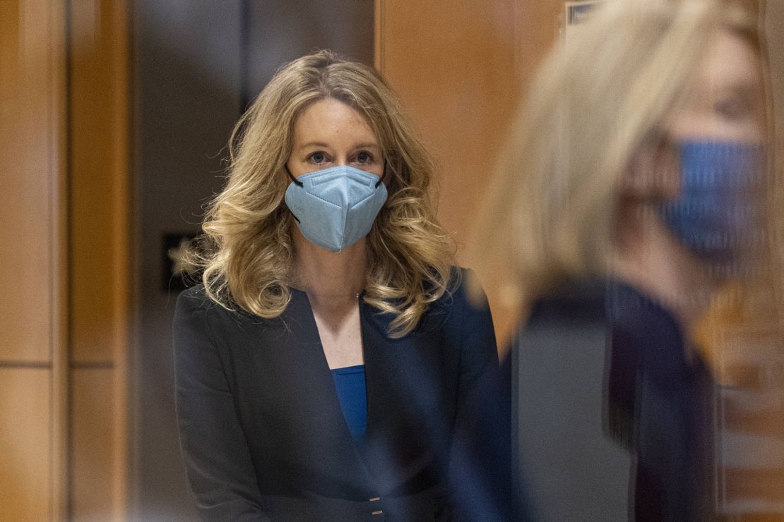 Elizabeth Holmes, founder of Theranos Inc., arrives at federal court in San Jose, California, U.S., on Monday, Nov. 22, 2021. 