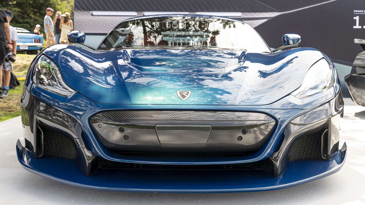 CNN Business met with Rimac at The Quail, A Motorsports Gathering in Carmel, California, in August 2021. The Rimac Nevera luxury electric supercar was showcased there.