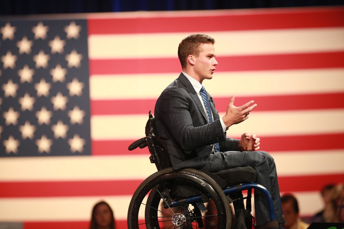 Rep. Madison Cawthorn, a Republican from North Carolina, speaks during the Conservative Political Action Conference (CPAC) in Dallas, Texas, on Friday, July 9, 2021.