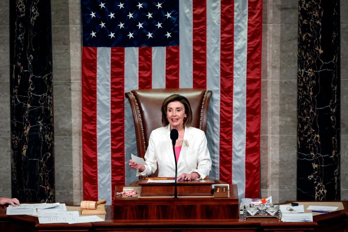 Speaker Nancy Pelosi presides over the House vote on the Build Back Better Act earlier this month. 