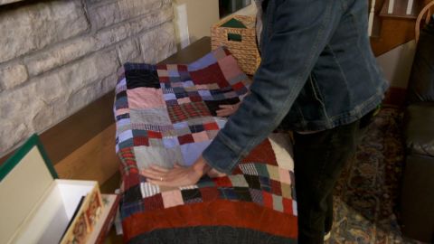 Karen Butcher had a quilt made from Matthew's favorite shirts.