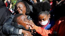 People react outside the Glynn County Courthouse after the jury reached a guilty verdict in the trial of William "Roddie" Bryan, Travis McMichael and Gregory McMichael, charged with the February 2020 death of 25-year-old Ahmaud Arbery, in Brunswick, Georgia, U.S., November 24, 2021. REUTERS/Marco Bello 