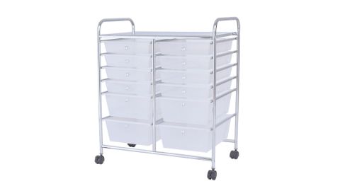 Costway Semitransparent Office Rolling Cart 12 Storage Drawer Studio Organizer Bins Scrapbook Paper