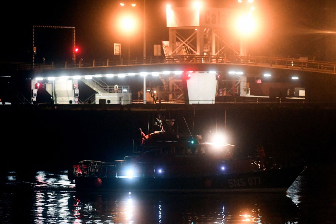 A boat from a French volunteer sea rescue organisation, Societe Nationale de Sauvetage en Mer, arrives Wednesday at Calais harbour carrying the bodies of migrants.