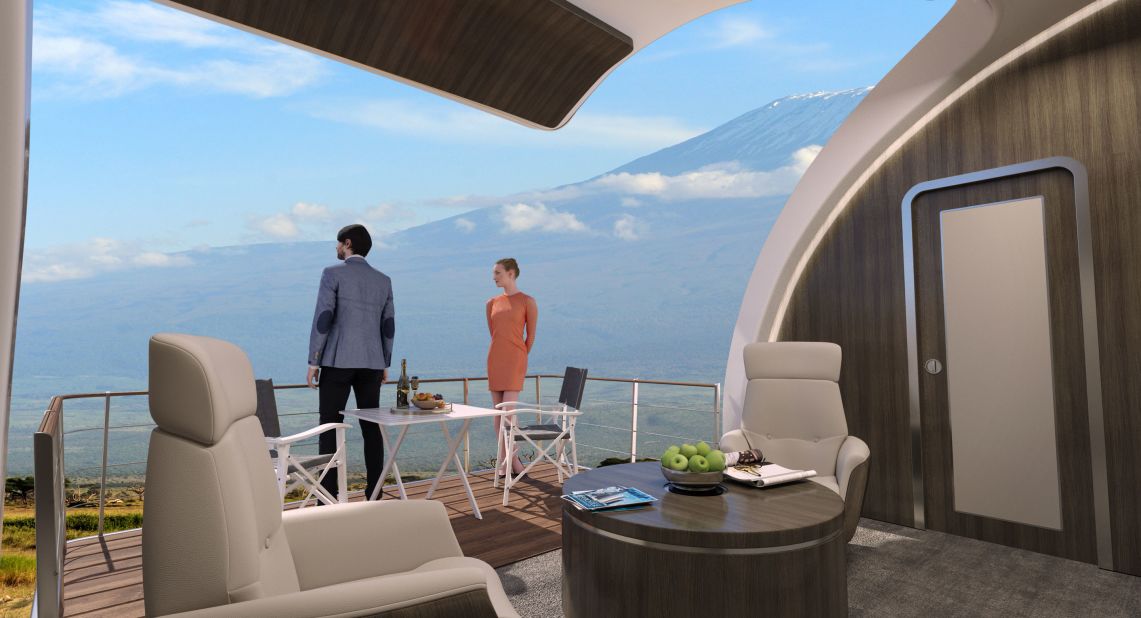 The sundeck, which opens via a cargo door when the plane has landed, is designed to imitate the experience of a superyacht. Lufthansa Technik wants to attract customers that have limited time but want to see as much as possible when traveling. This way guests could do a round-the-world trip in two weeks, stopping off at scenic runways. 