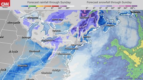 Rain and snow accumulation forecast for this weekend.
