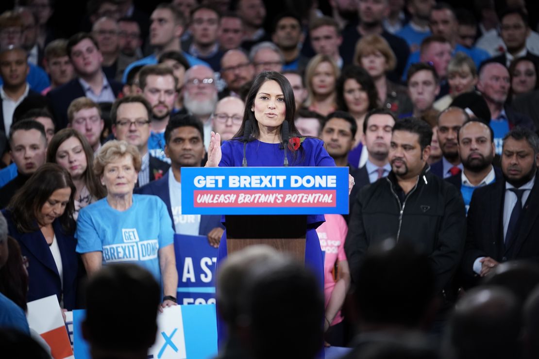 Priti Patel campaigns during the 2019 general election. She has been a loud proponent of Brexit since the 2016 referendum.