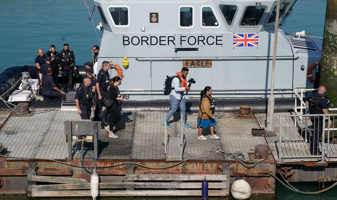 Priti Patel is pictured during a visit to the Border Force facility in Dover, Kent, in September.