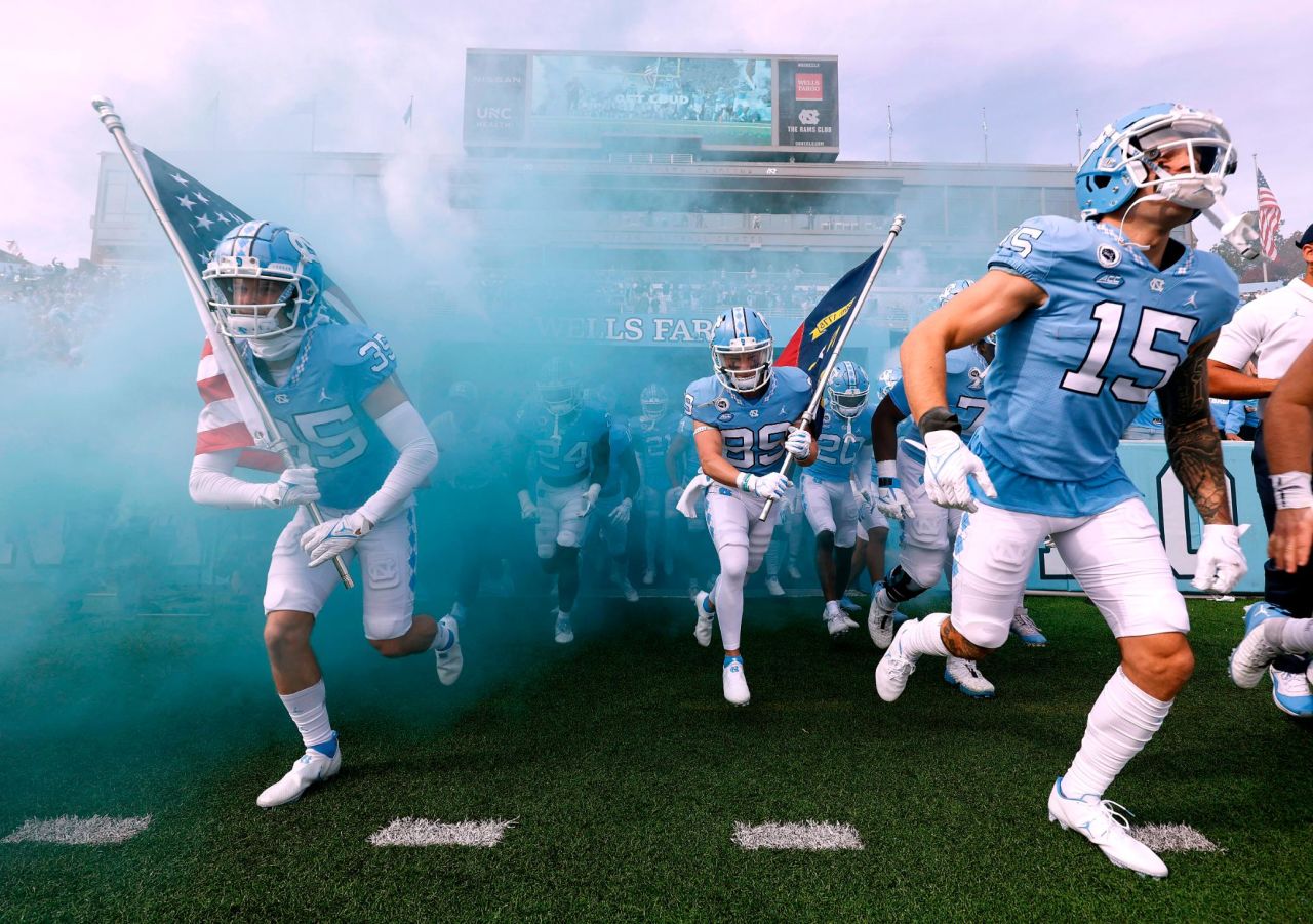 The North Carolina Tar Heels take the field for a college football game against Wofford on Saturday, November 20.