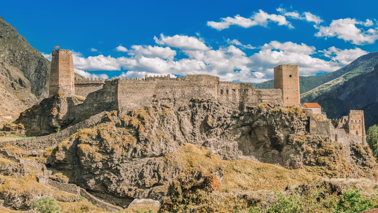 Khertvisi Fortress is a medieval castle outstretched atop a rocky outcrop. 