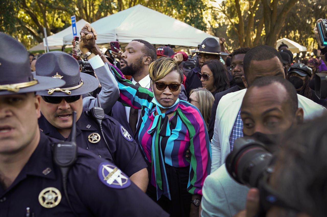Wanda Cooper-Jones, the mother of Ahmaud Arbery, leaves a courthouse in Brunswick, Georgia, after three men were <a href="https://www.cnn.com/2021/11/24/us/ahmaud-arbery-killing-trial-wednesday-jury-deliberations/index.html" target="_blank">convicted of Arbery's murder</a> on Wednesday, November 24. "I never thought this day would come, but God is good," she said. "And I just want to tell everybody thank you. Thank you for those who marched, those who prayed."