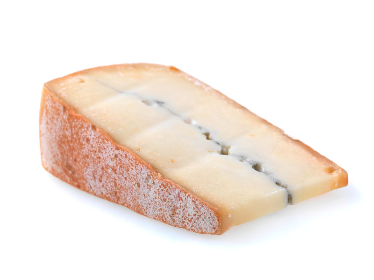 <strong>The thin gray line:</strong> Morbier's layer of ash separates the two levels of cheese, made from different milkings.