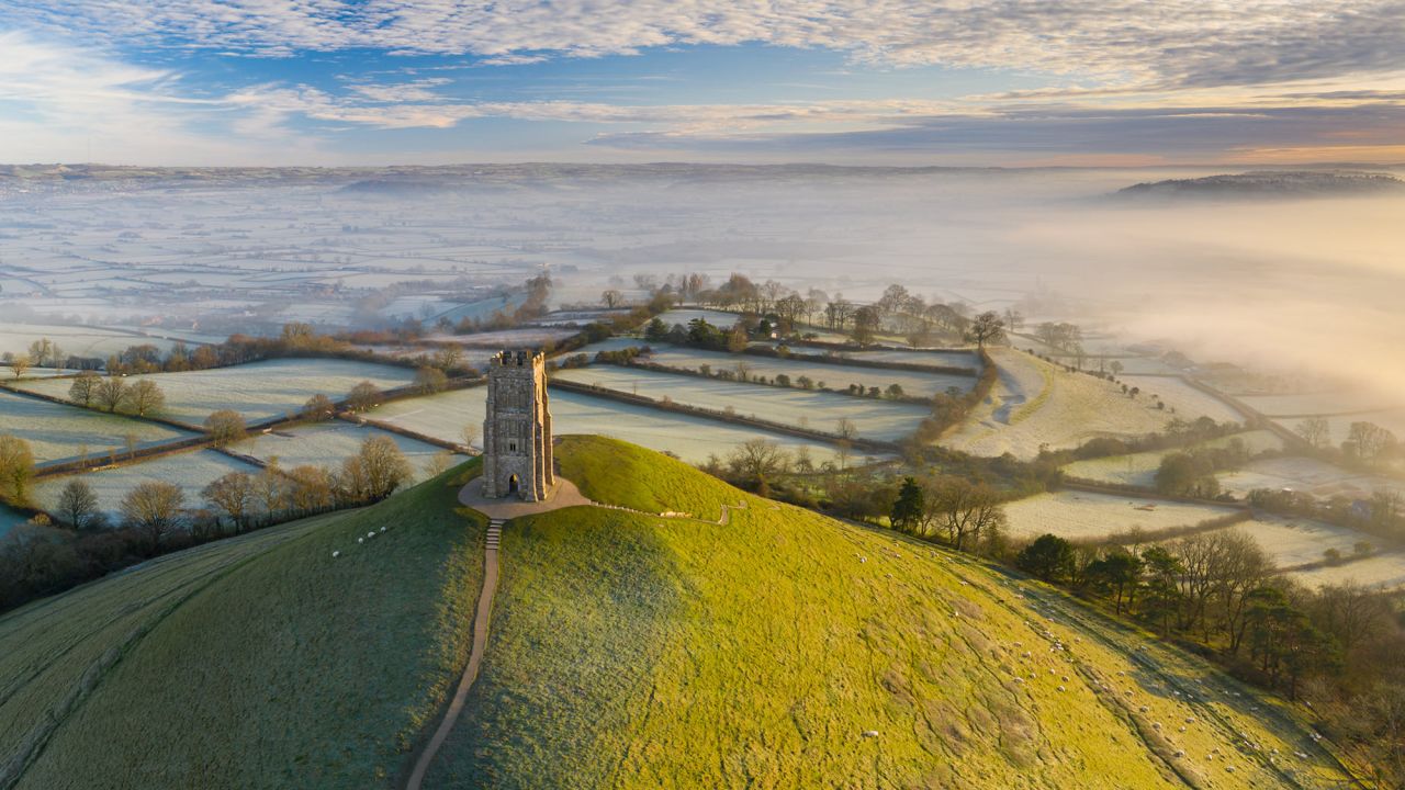 <strong>St. Michael's Tower, England:</strong> In the county of Somerset, this tower is all that remains of a church built in the 14th century. Adam Burton took this aerial image of the tower and the area around it.