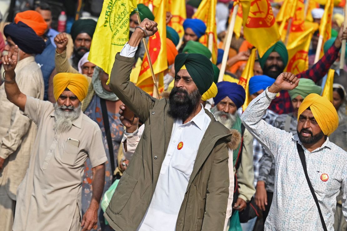 Farmers march on the occasion of the first anniversary of the farmers' protests in Singhu, November 26, 2021.