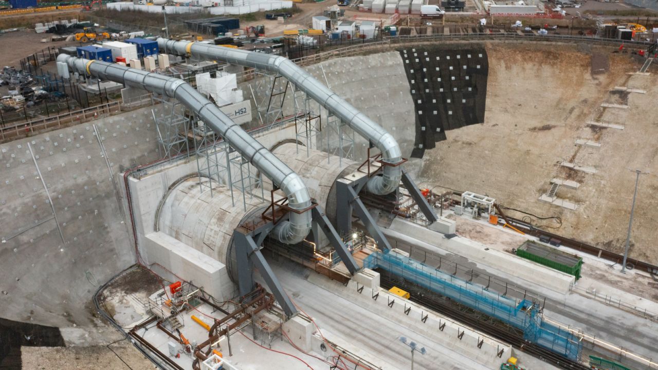 HS2 tunnels under construction northwest of London. 