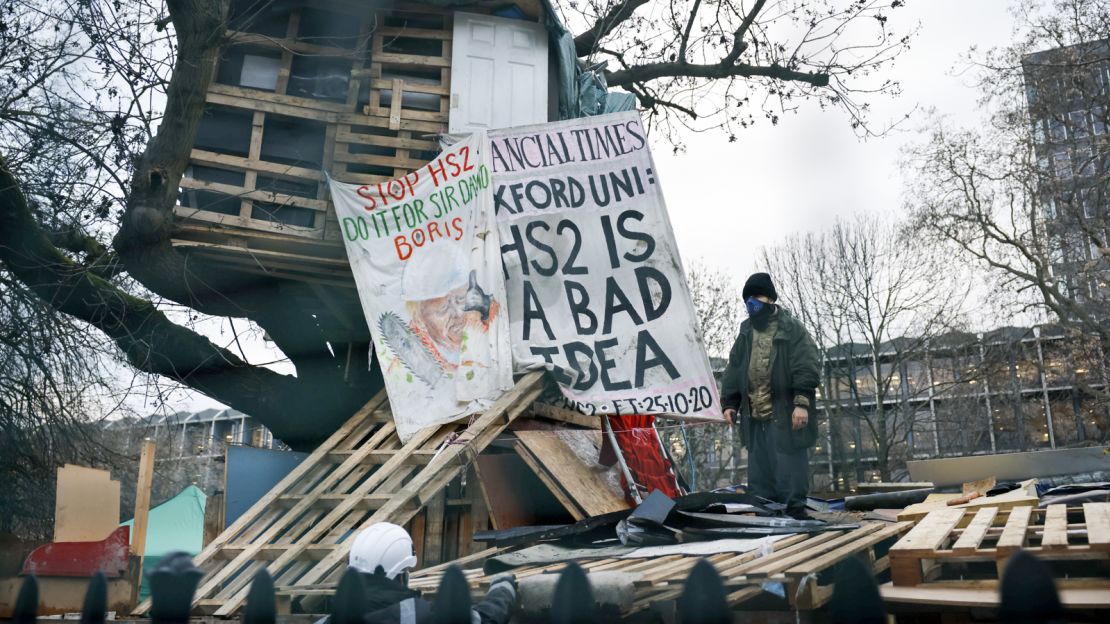 HS2 protests like this near London's Euston Station have sprung up along the line's route. 