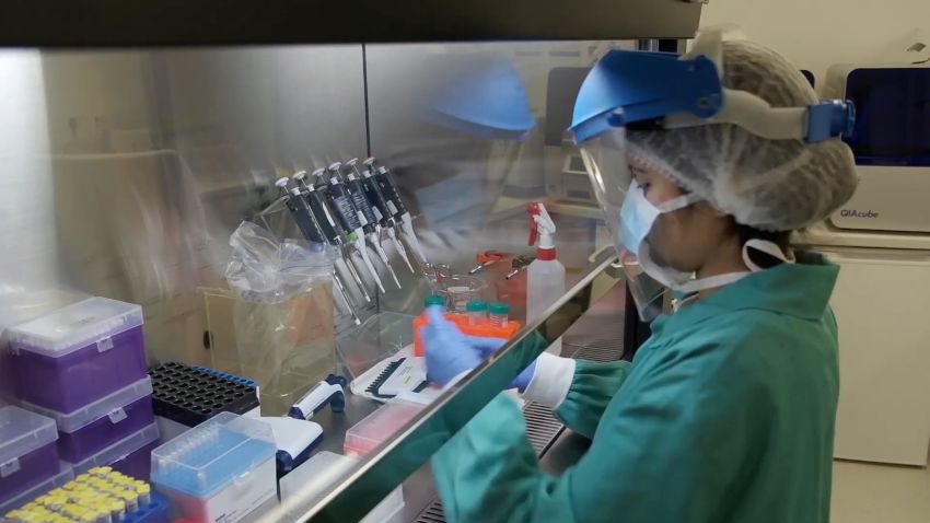 Scientists work on the COVID-19 at the Centre for Epidemic Response and Innovation in KwaZulu-Natal, South Africa. Prof Tulio de Oliveira, the director of the Centre for Epidemic Response and Innovation in South Africa, said there was an unusual constellation of mutations and that it was very different to other variants that have circulated. In a media briefing Prof de Oliveira said there were 50 mutations overall and more than 30 on the spike protein, which is the target of most vaccines and the key the virus uses to unlock the doorway into our body\'s cells.