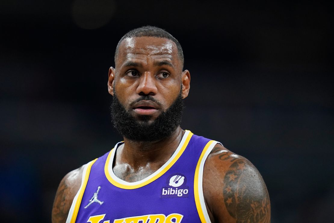 Los Angeles Lakers' LeBron James (6) in action during the first half of an NBA basketball game against the Indiana Pacers, Wednesday, Nov. 24, 2021, in Indianapolis.