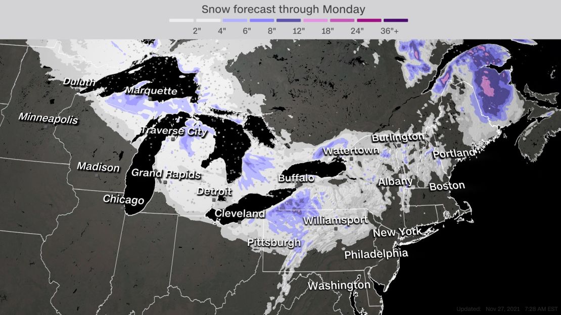 weather midwest northeast clipper snowfall totals