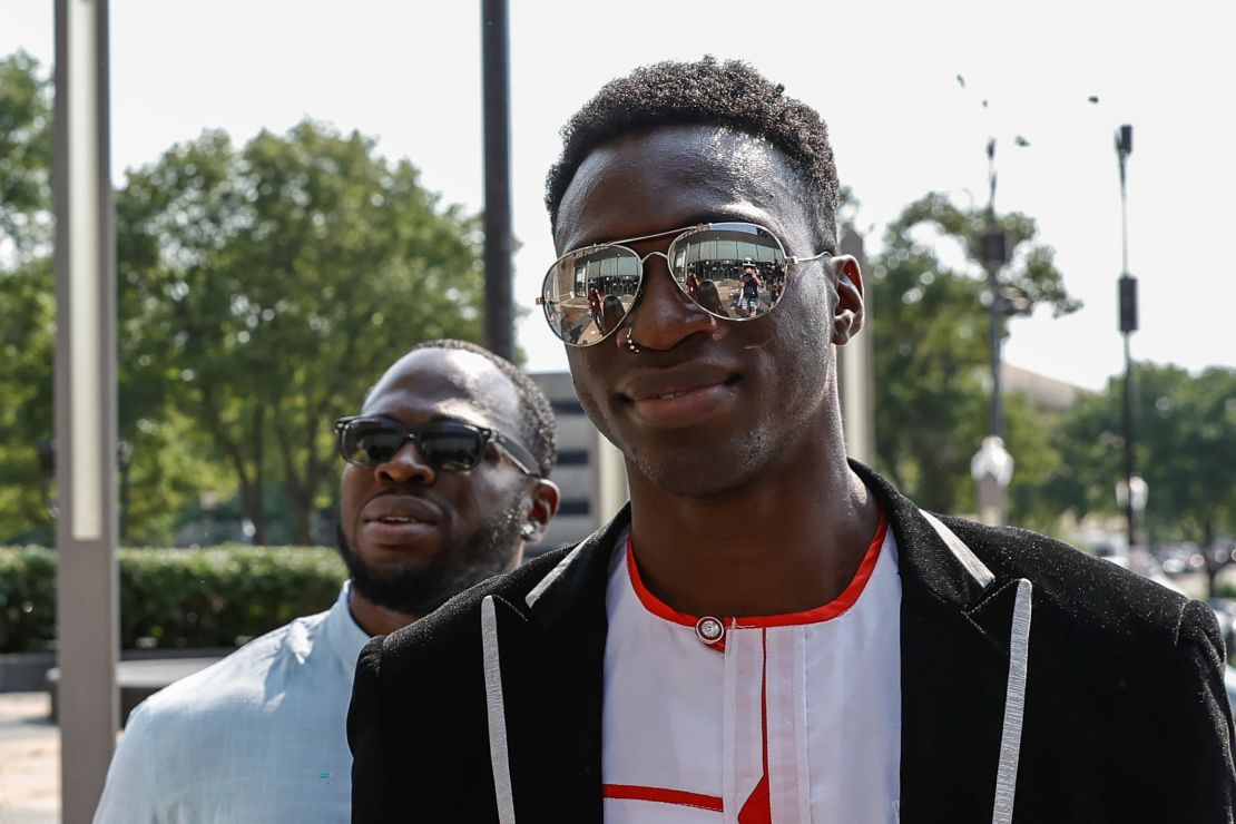 Brothers Ola and Bola Osundairo arrive at court for a hearing for actor Jussie Smollett in Chicago, Illinois, on July 14.