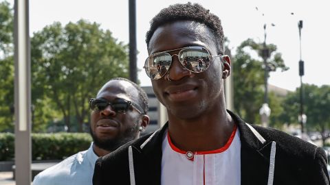 Brothers Ola and Bola Osundairo arrive at court for a hearing for actor Jussie Smollett in Chicago, Illinois, on July 14.