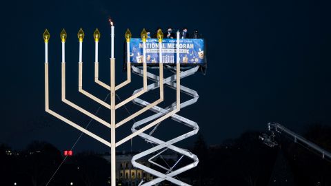 The National Menorah shown during a ceremony in President's Park just south of the White House last December in Washington, DC. 