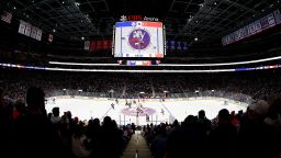 A general view during the first period between the New York Islanders and the Calgary Flames at UBS Arena on November 20, 2021 in Elmont, New York. The game was the first in the new 1.1 billion dollar arena that is situated on the Nassau/Queens border. 