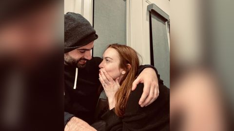 Lindsay Lohan posted this Instagram photo announcing her engagement to Bader Shammas.