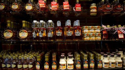 Canadian maple syrup is displayed for sale at a gift shop in downtown Victoria, British Columbia, Canada, on Monday, Nov. 25, 2013. Photographer: Ben Nelms/Bloomberg via Getty Images