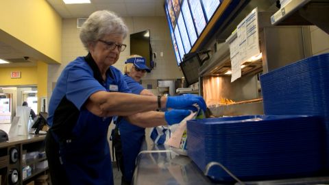 Retired from a factory job, Bonnie August now works for the local Culver's franchise.