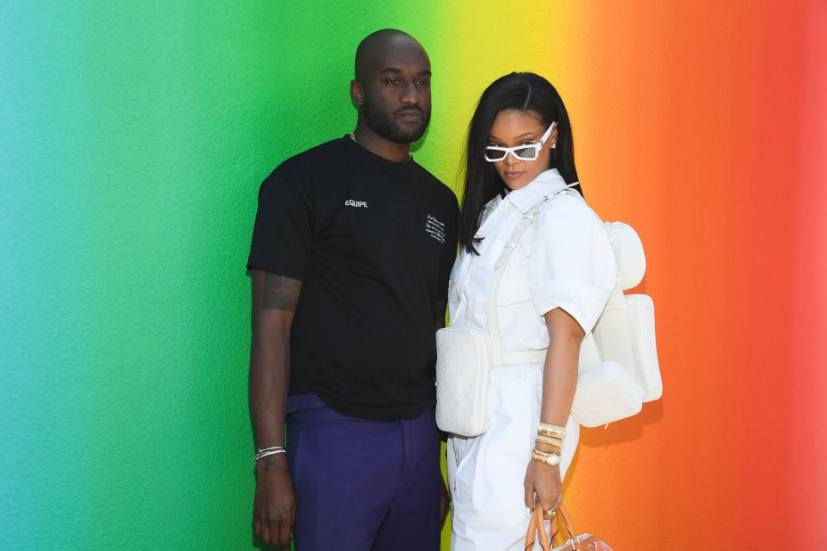 Virgil Abloh was announced as Louis Vuitton's men's artistic director in 2018 and debuted his first collection that same year, releasing a Spring-Summer 2019 collection. Featuring celebrity models like Kid Cudi and Playboi Carti, he brought his vast experience of streetwear to the house and dressed attendee Rihanna; seen here alongside the designer in a white Louis Vuitton ensemble.