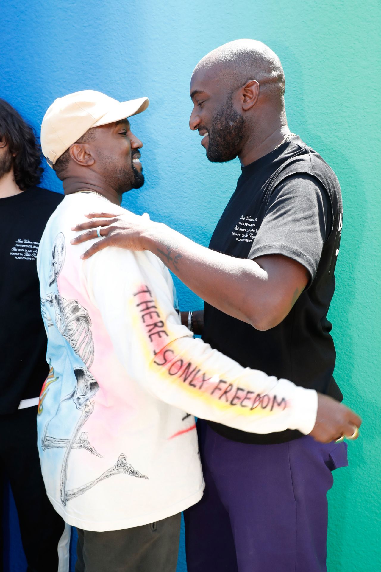 Kanye West and Virgil Abloh pose after the Louis Vuitton Menswear Spring-Summer 2019 show as part of Paris Fashion Week on June 21, 2018 in Paris, France.